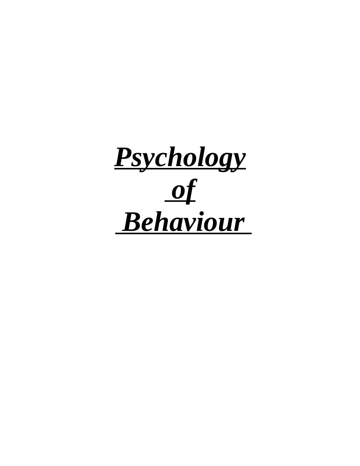 Behavioural Psychology Assignment Solution_1