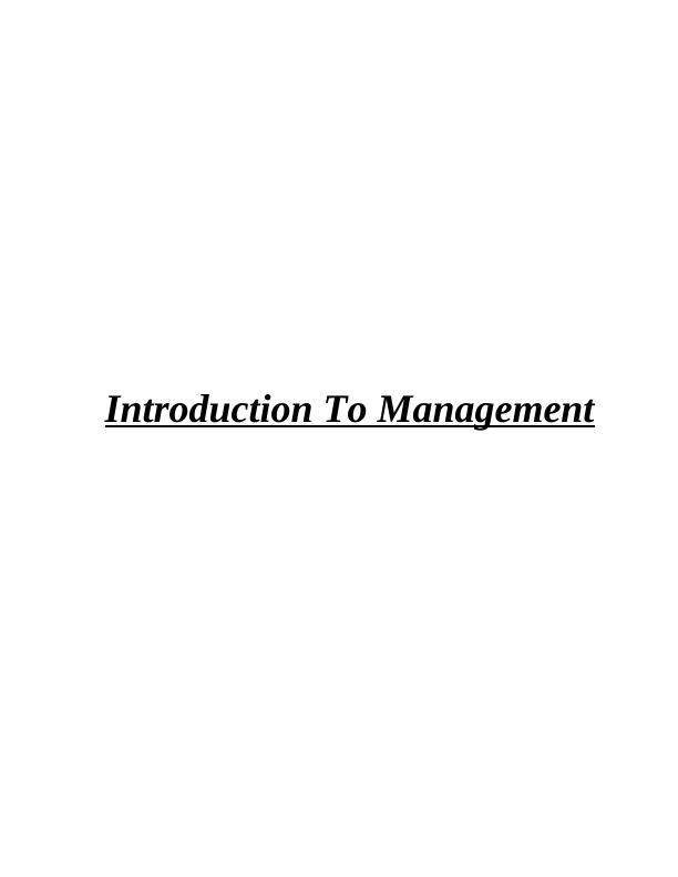 An Introduction to Management (Assignment)_1