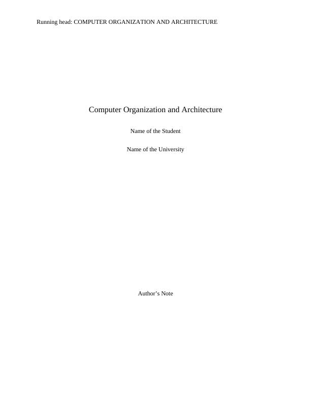 assignment of computer organization and architecture