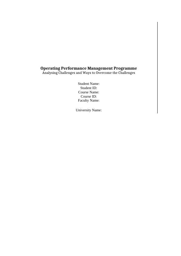 Operating Performance Management Programme: Challenges and Ways to Overcome Them_1