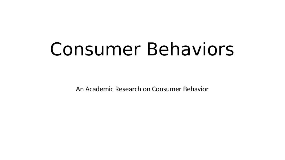 Consumer Behaviors - Sample Paper_1