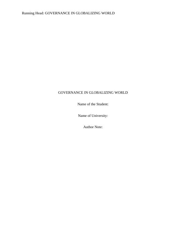 Governance in Globalizing World Assignment_1