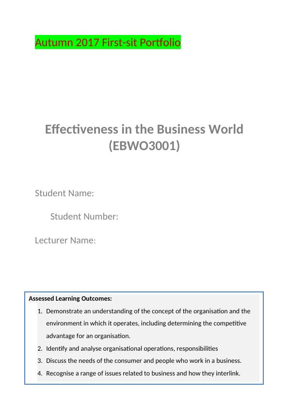 EBWO3001- Effectiveness in the Business World_1