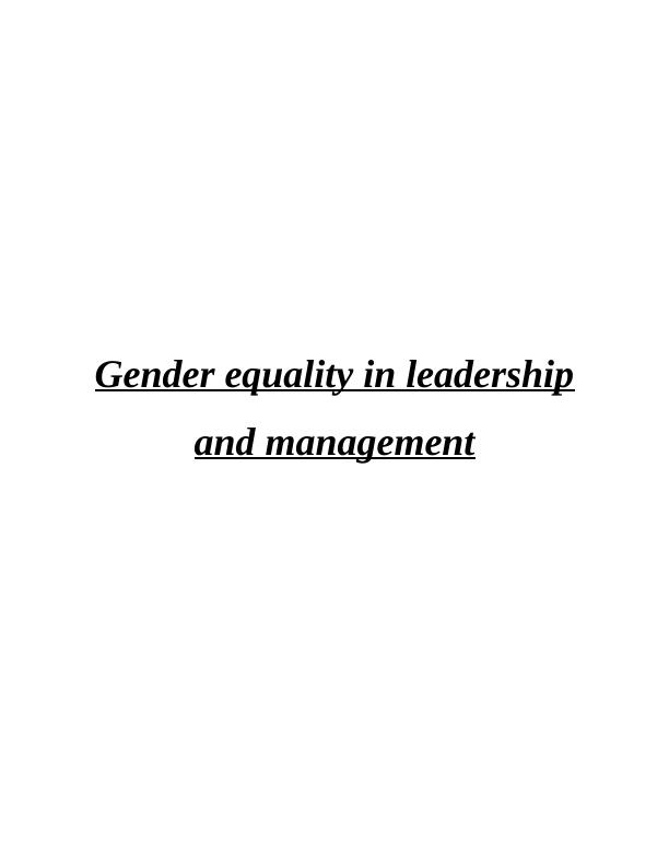 gender equality in leadership essay