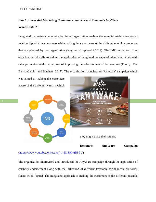Integrated Marketing Communication: a Case of Domino's AnyWare What is IMC?_2