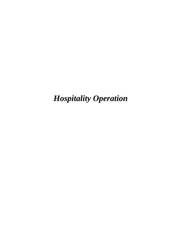 Hospitality Operation Management | Assignment_1