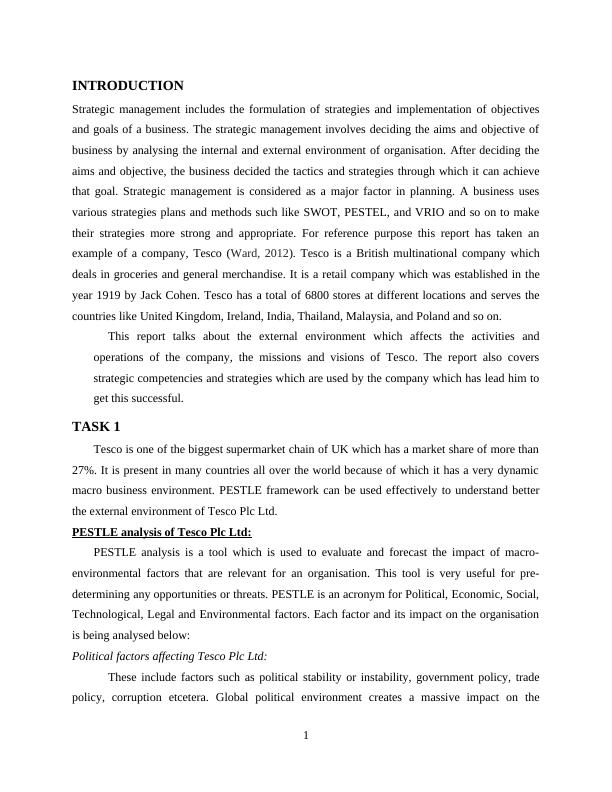 Strategic Management of Tesco: Analysis of External Environment and Mission/Vision Statement_3