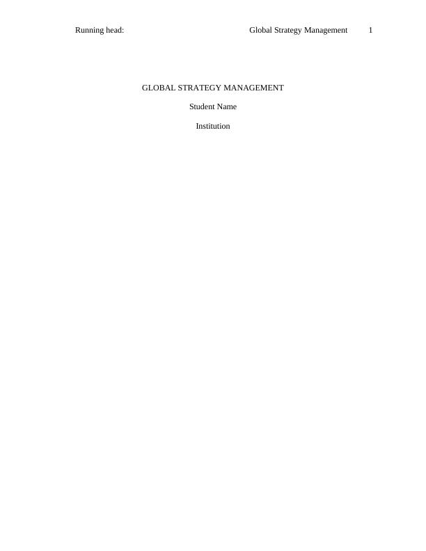 PGBM16 Global Corporate Strategy | Assignment_1