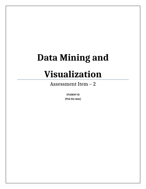 Data Mining and Visualization -  Assignment_1