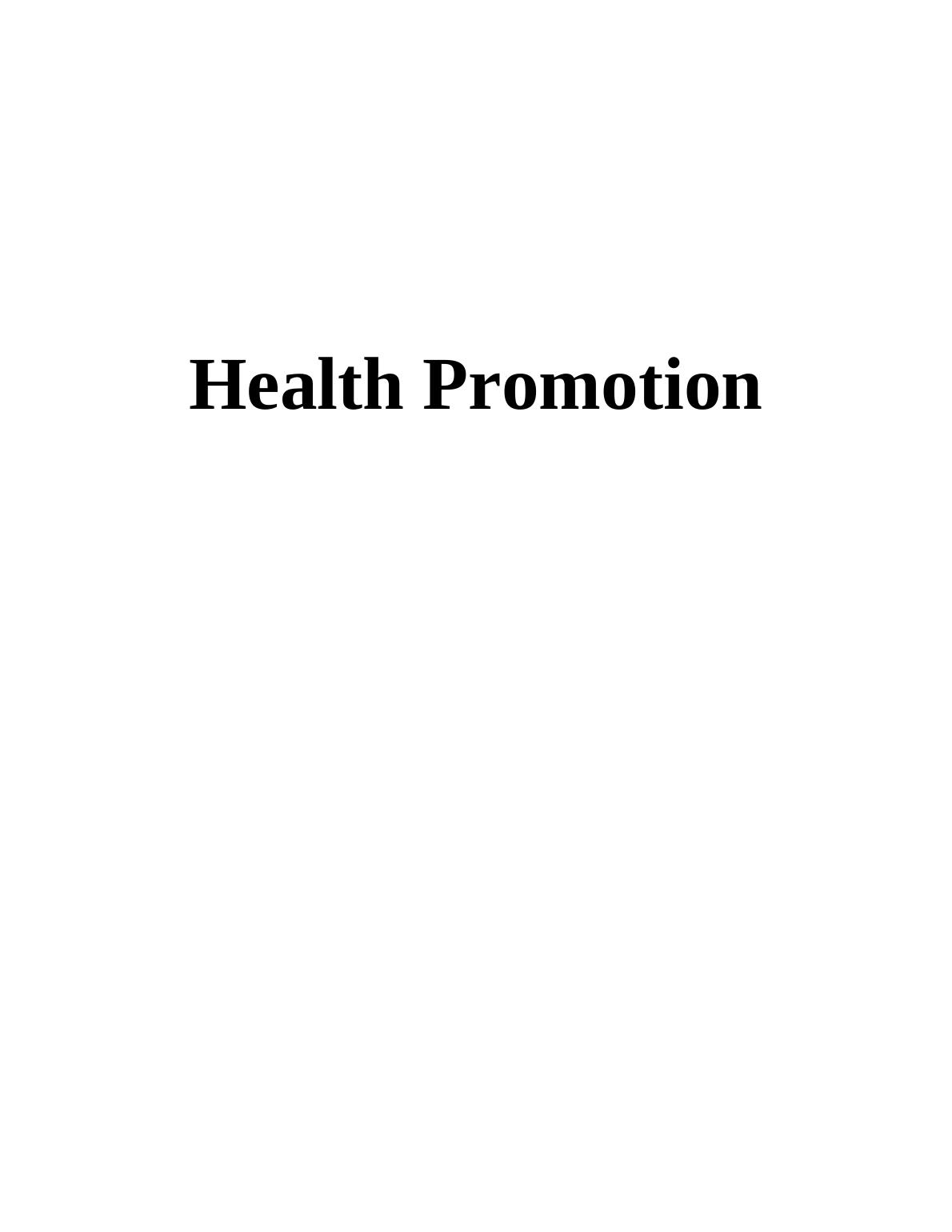 Health Promotion Assignment Solution_1