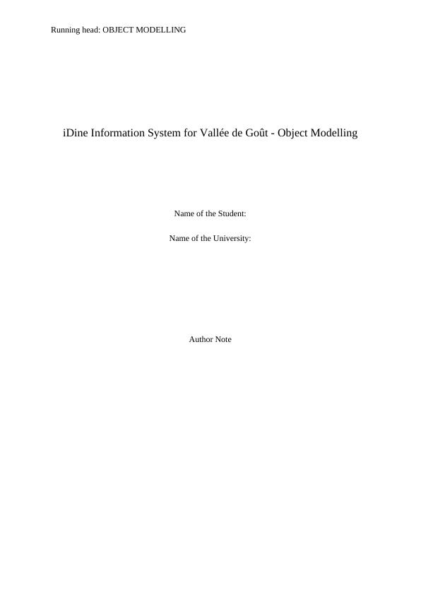 iDine Information System for Vallée de Goût - Object Modelling_1
