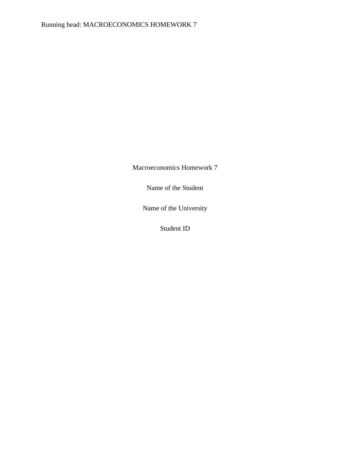 Macroeconomics Homework - Question & Answer_1