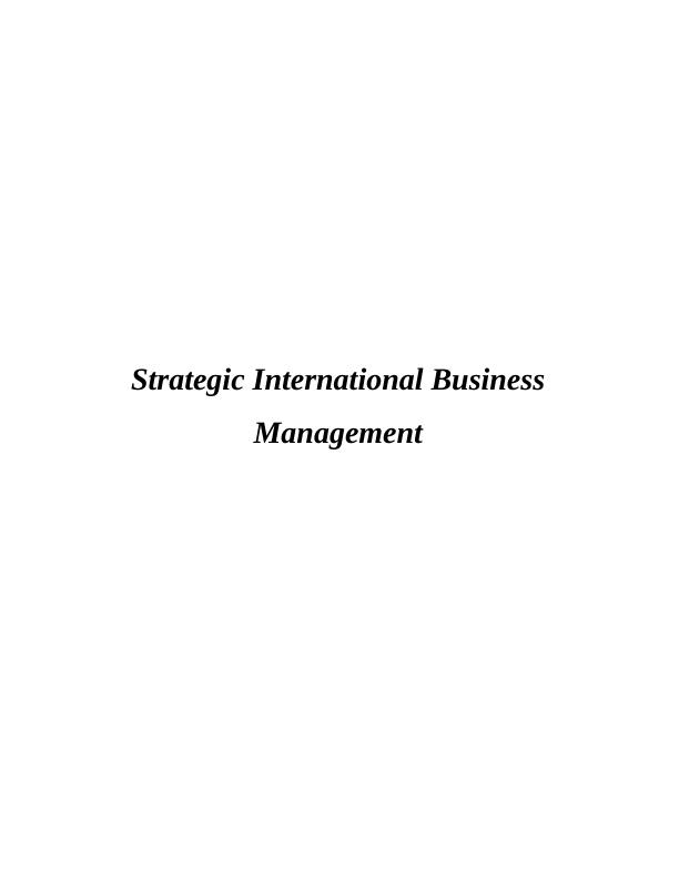 Strategic International Business Management TABLE OF CONTENTS_1