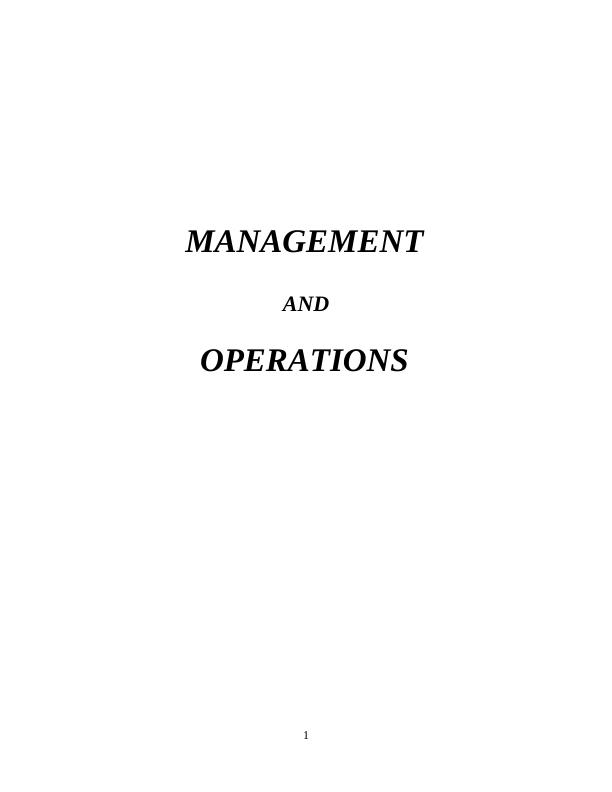 Operational Management Assignment - Marks & Spenser Ltd_1
