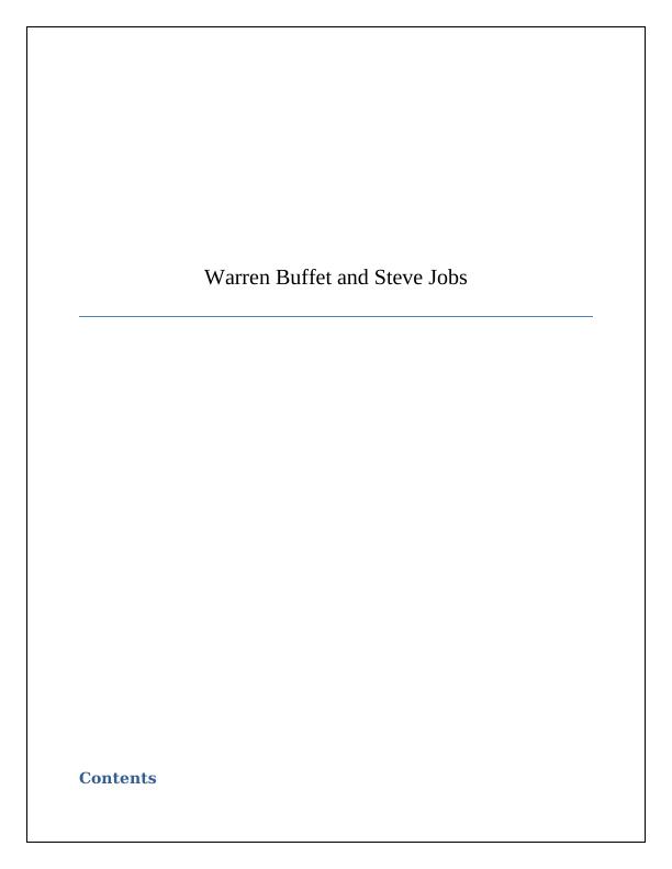 Warren Buffet and Steve Jobs | Report_1