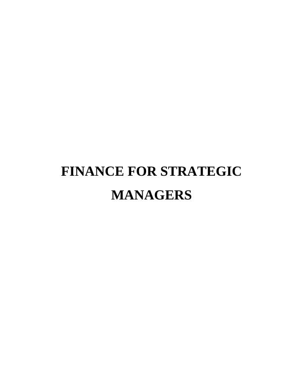 Finance for Strategic Management | Report_1