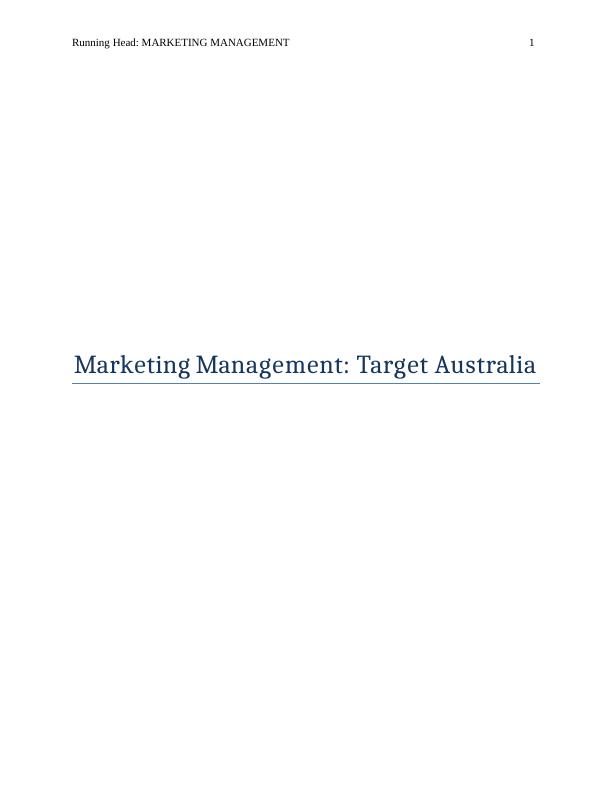 (Solution) Marketing Management: Assignment_1