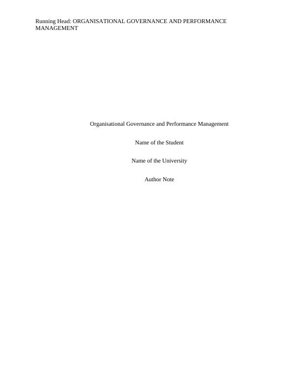 Organisational Governance and Performance Management Assignment_1