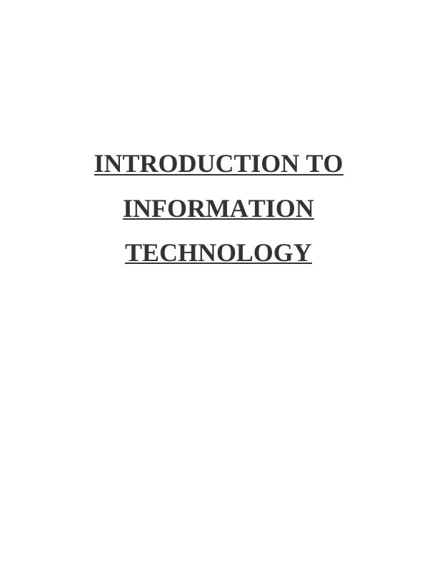 Introduction to Information technology Sample Assignment_1