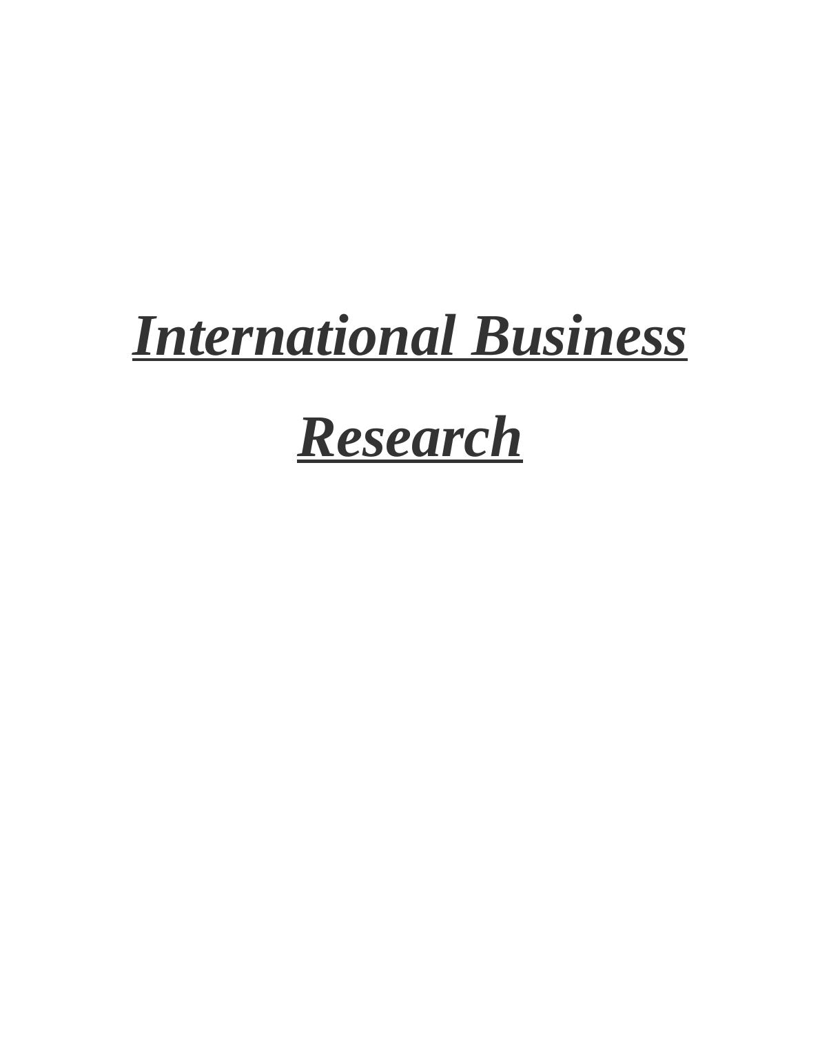 of international business research