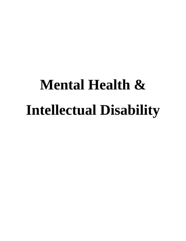 Essay on Mental Health & Intellectual Disability_1