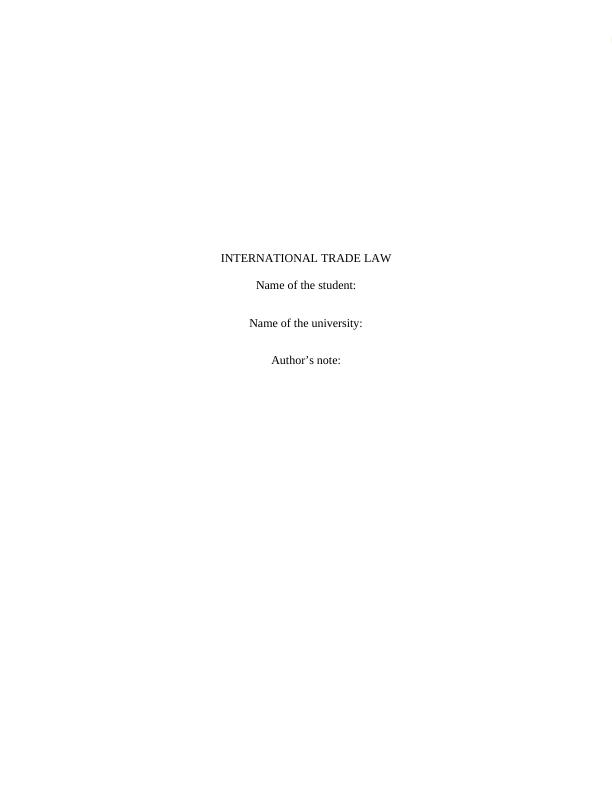 International Trade Law - Australia_1