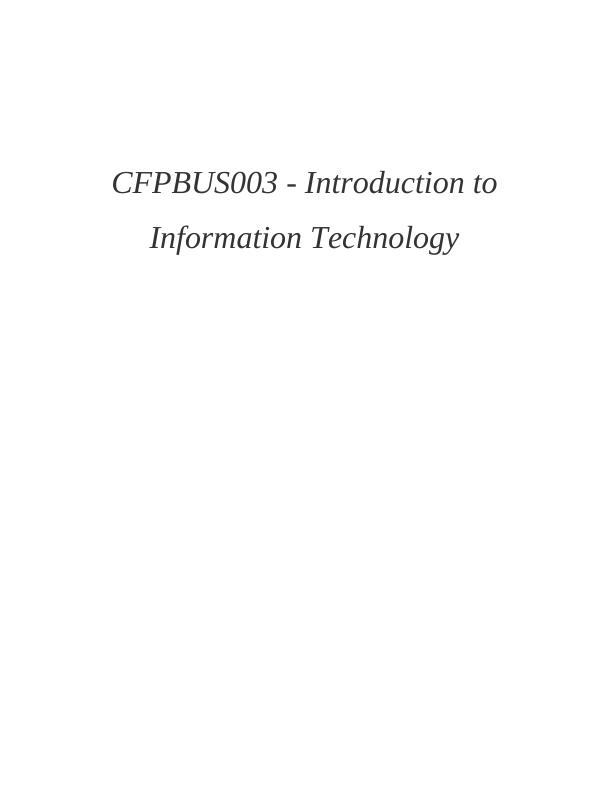 Introduction to Information Technology - Assignment Solved_1