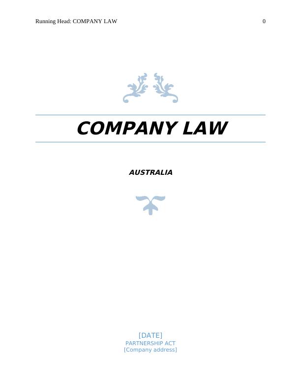 Company Law Case Study on Partnership Act in Australia_1
