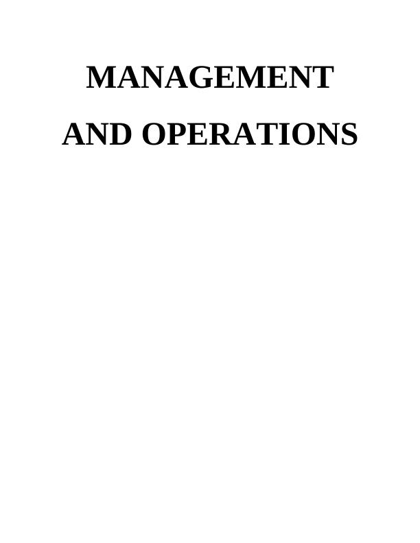 Management and Operations - Marks & Spencer assignment_1