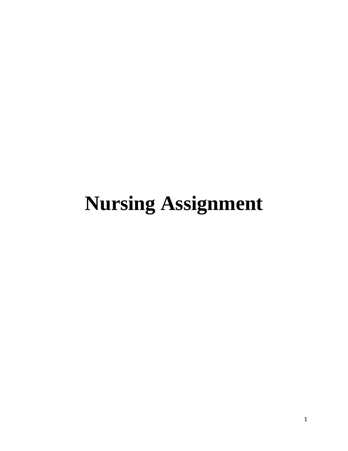 Nursing Assignment Road Safety issues