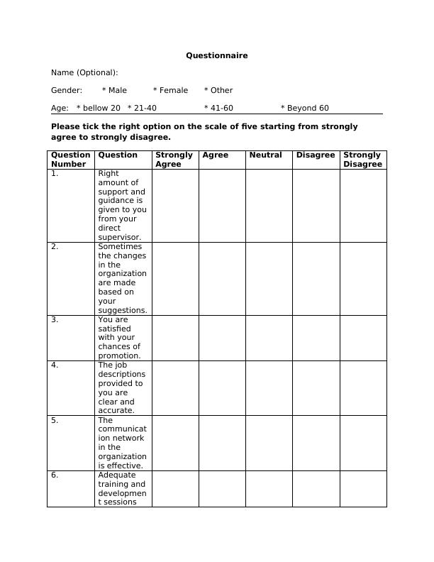 Gender Survey Questions For A Questionnaires 0426