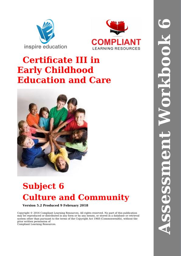 Assessment Workbook 6 for Certificate III in Early Childhood Education and Care_1