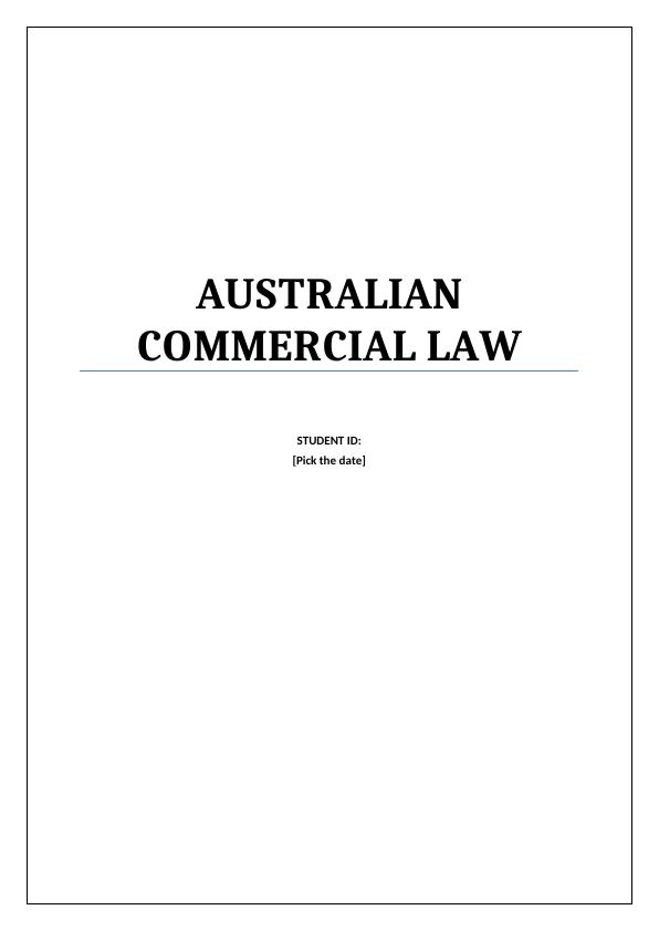 Assignment: Australian Commercial Law (Doc)_1
