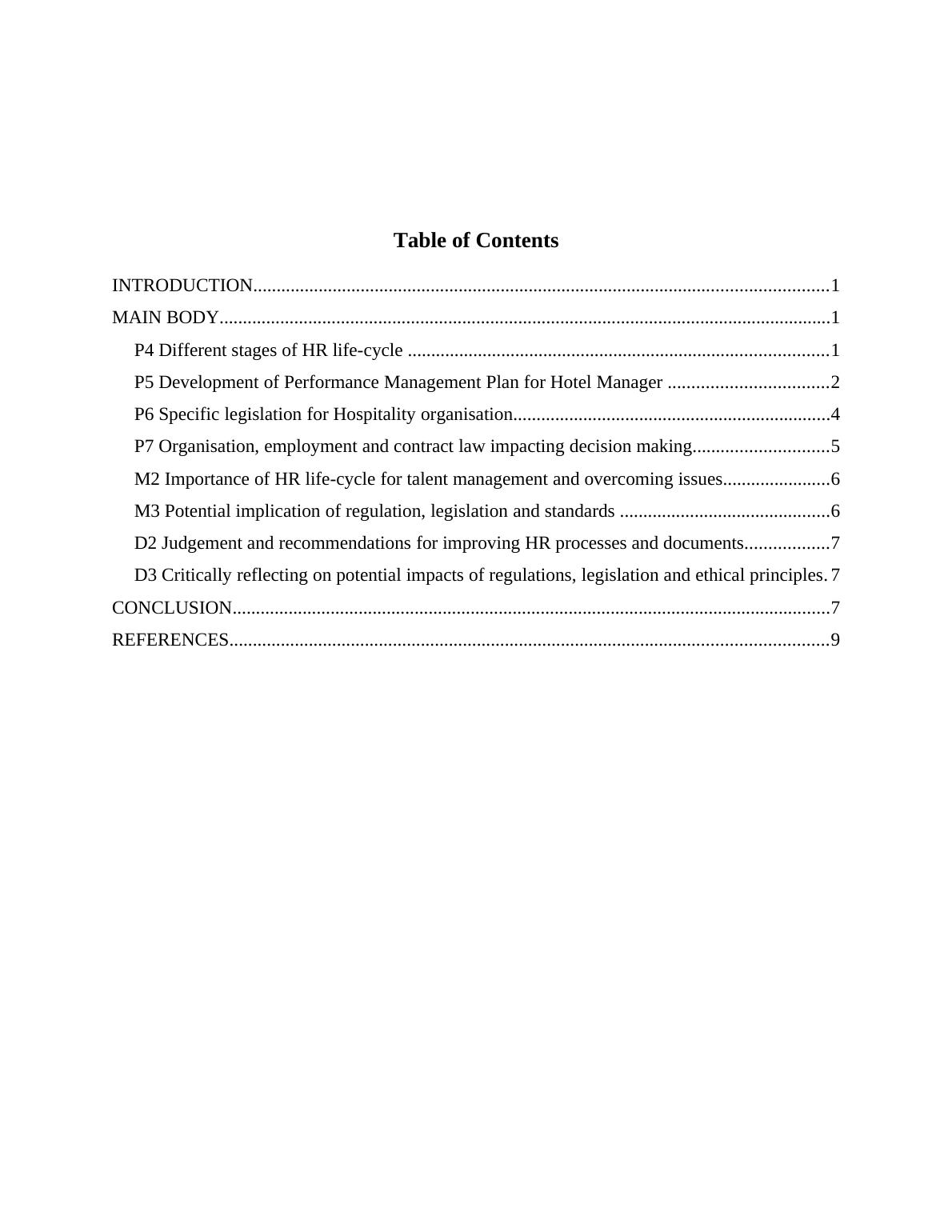 Life Cycle Of HR In Hospitality Business : Assignment