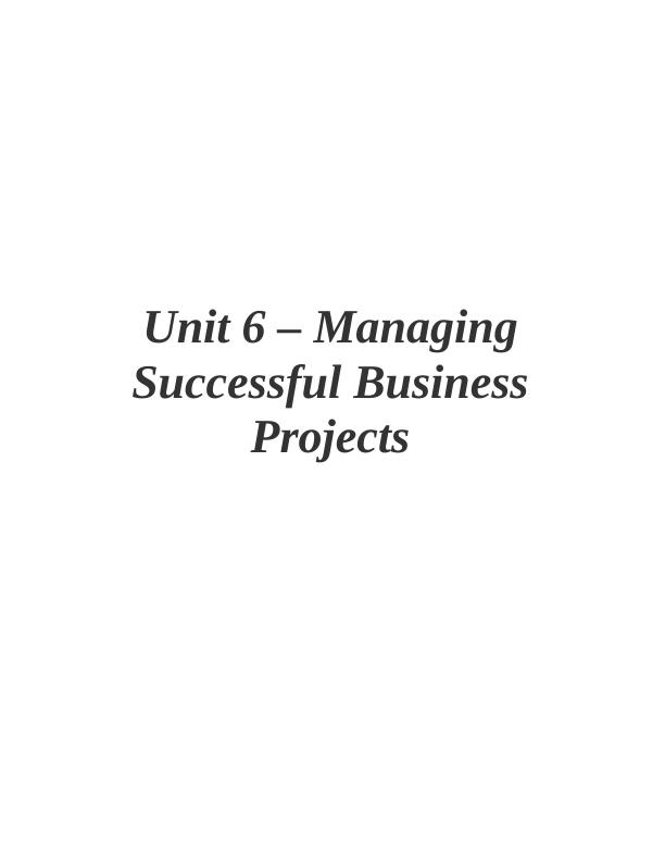 Unit 6 – Managing Successful Business Projects Assignment_1