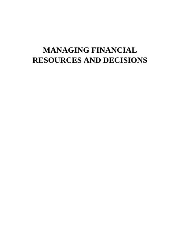 managing financial resources assignment