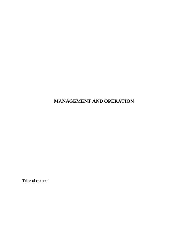 MANAGEMENT AND OPERATION Table of contents_1