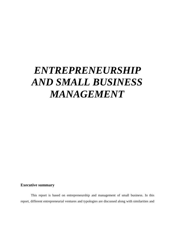 Entrepreneurship and Small Business Management in UK Assignment Solved_1