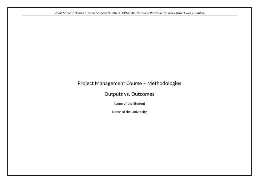 PPMP20009 Assignment on Project Management Methodologies_1