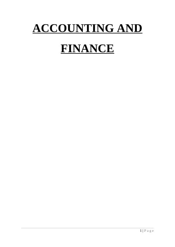Accounting and Finance Assignment : Next PLC_1