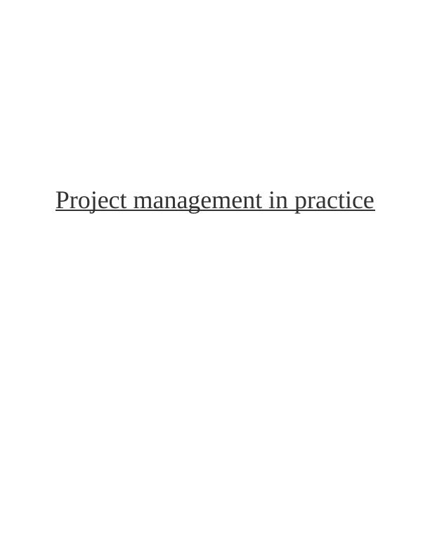 Project Management in Practice: Assignment_1
