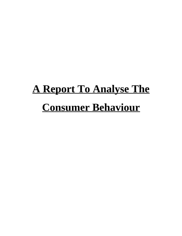 (PDF) Analysis of Consumer Behavior_1