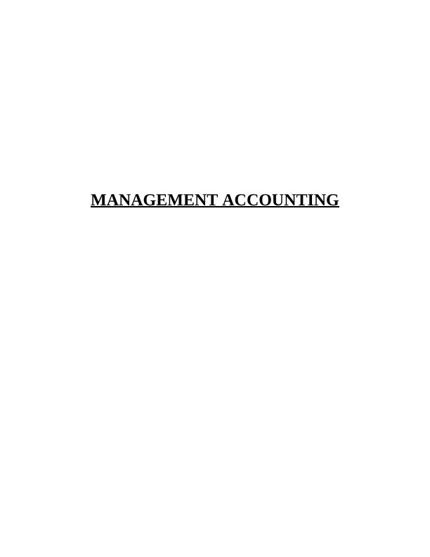 Management Accounting Technique | Assignment_1