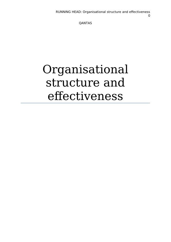Organisational structure and effectiveness Assignment_1