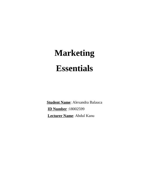 Marketing Essentials : Assignment Solution_1