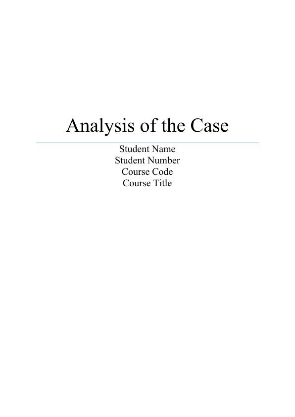Analysis of the Case Assignment 2022_1