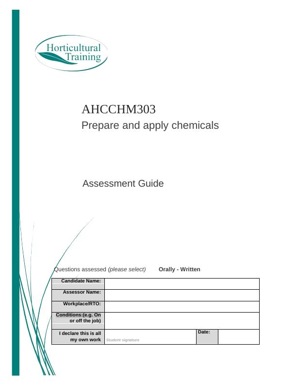 AHCCHM303 Prepare and apply chemicals_1