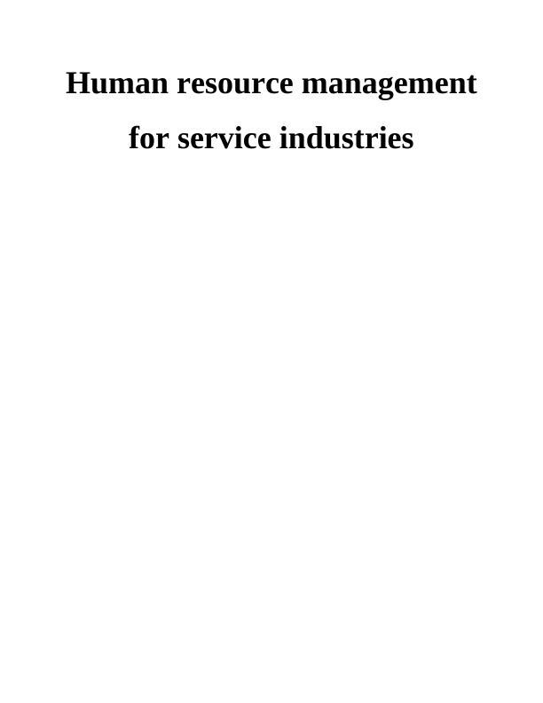 Human Resource Management Service Industry Assignment_1