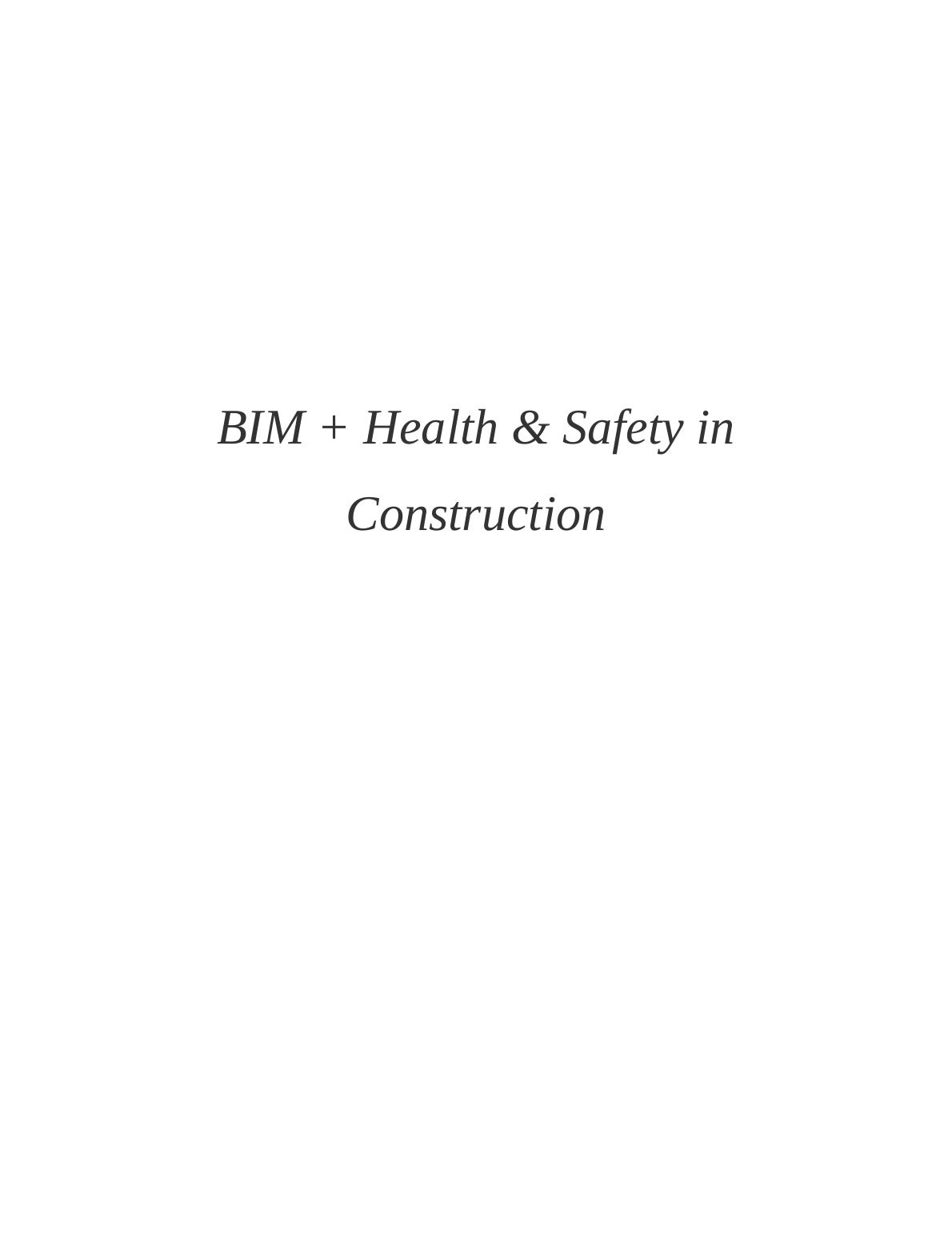 BIM For Health And Safety In Construction (pdf)