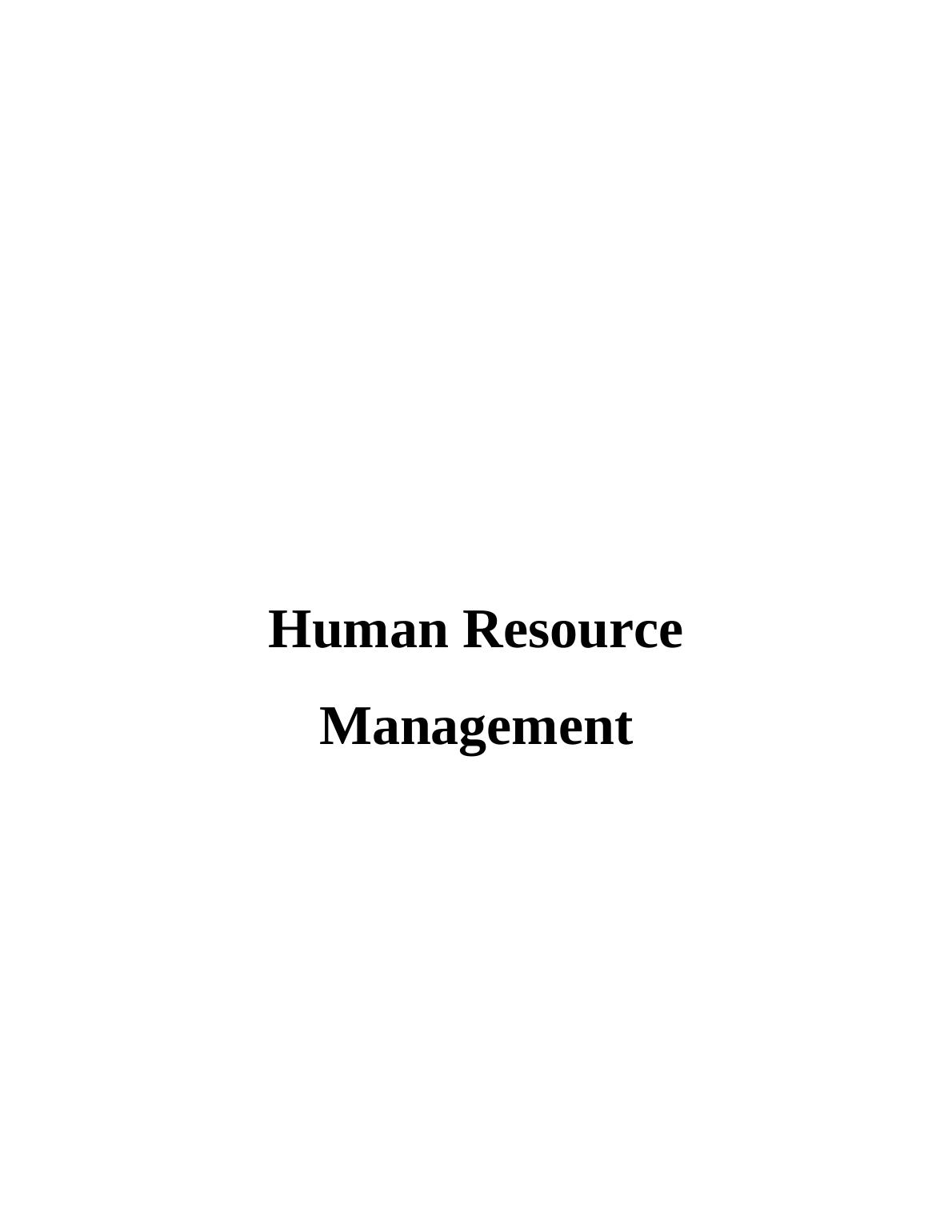 Personnel and Human Resource Management | Assignment_1